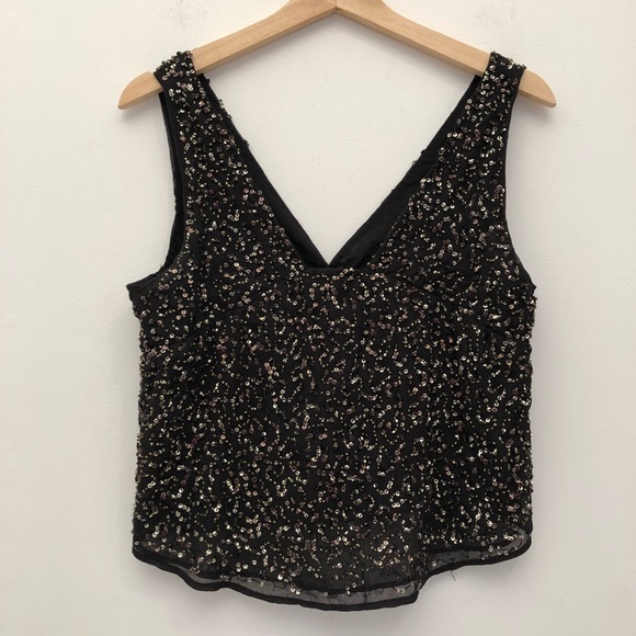 Zara Tops - SOLD Zara Sequin V front & Back Tank Top EUC